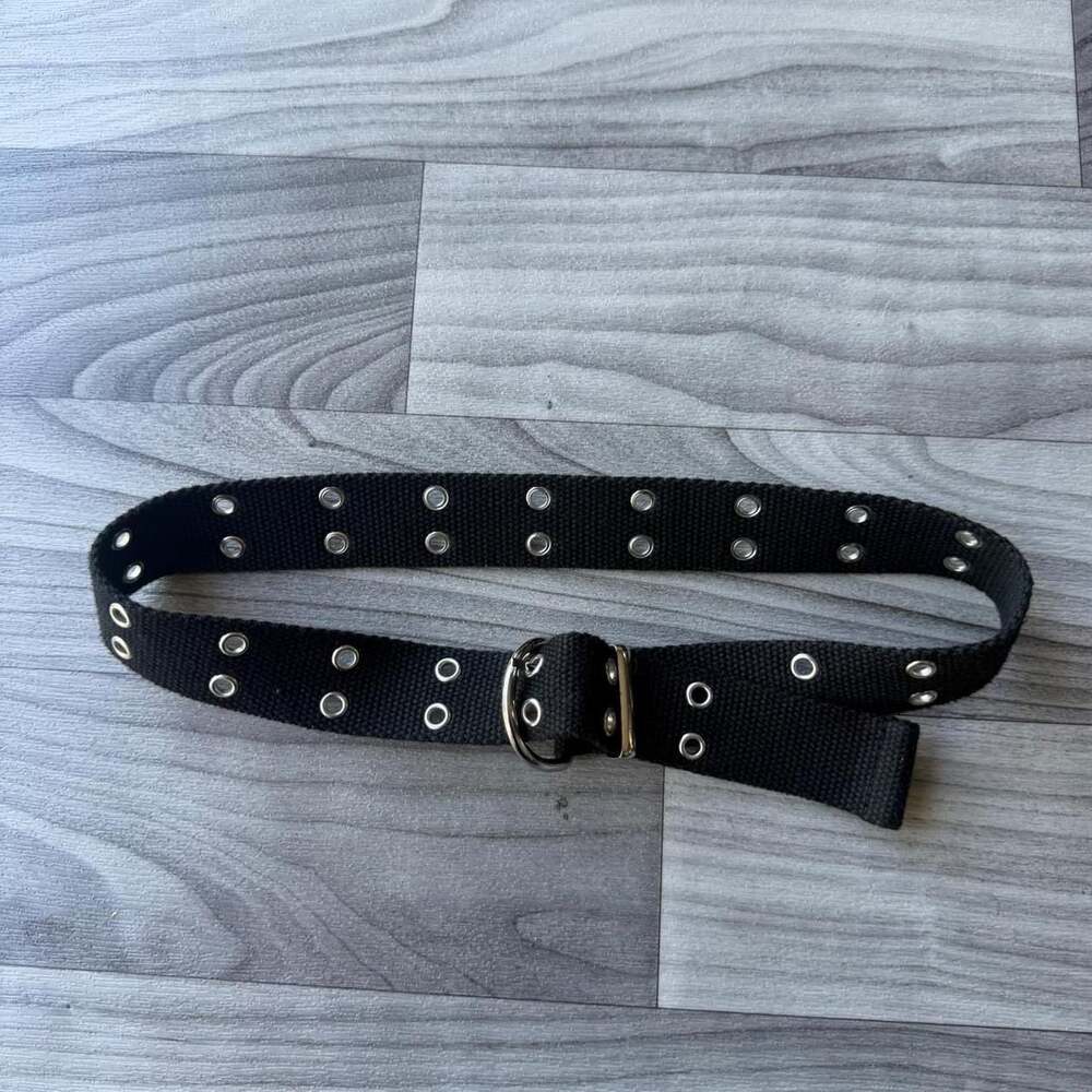 Vintage Y2K Black Canvas Double Grommet Belt
